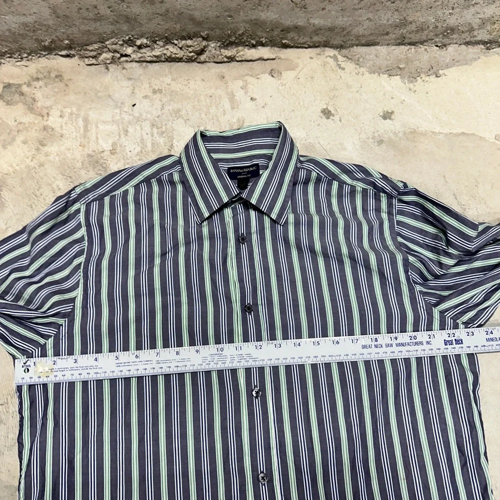 Banana Republic Men Dress Shirt Large 16-16 1/2 Original Fit Striped Long Sleeve